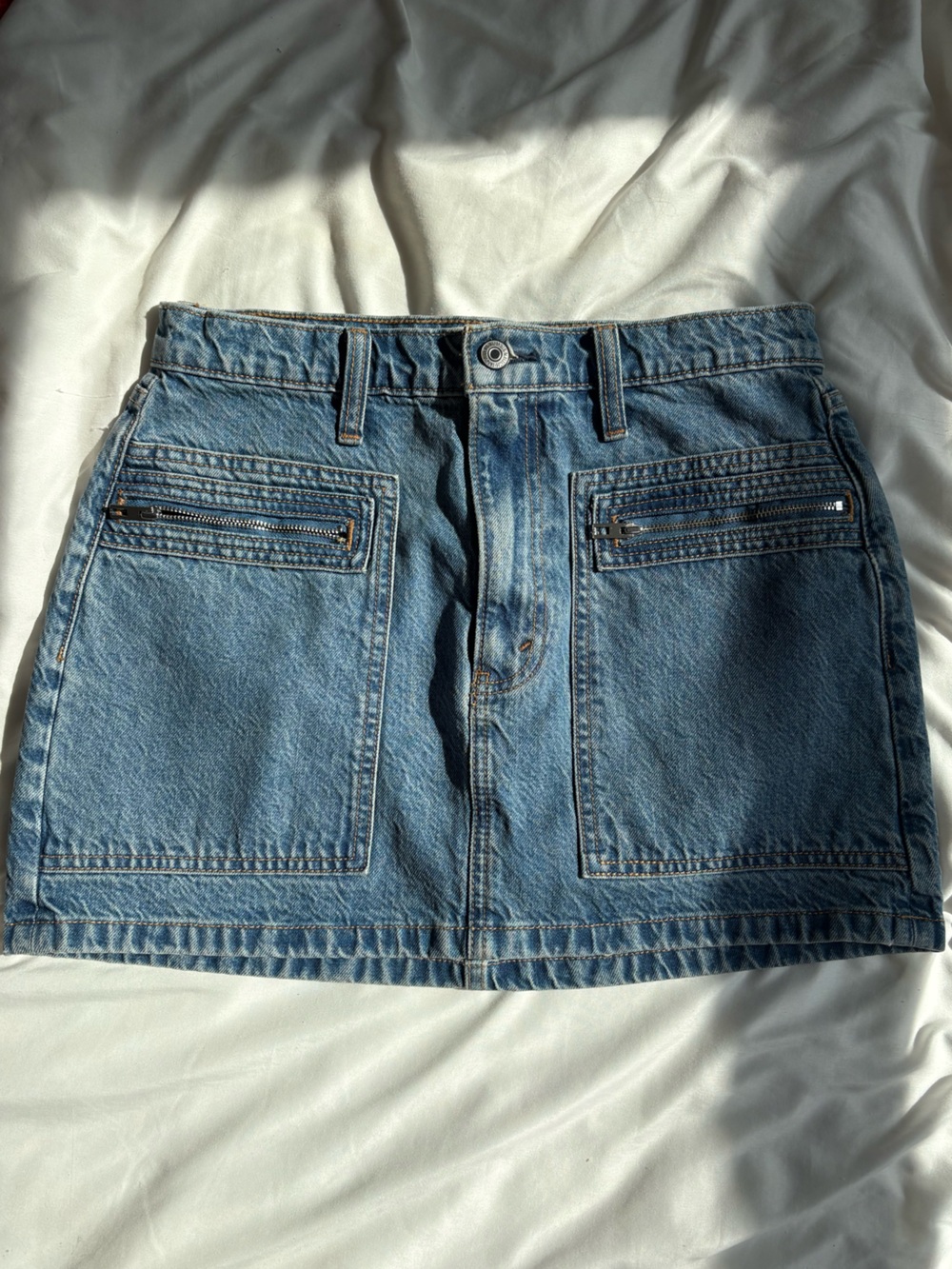 Abercrombie & Fitch Denim Mini Skirt with Zip Pockets